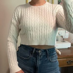 White cropped sweater